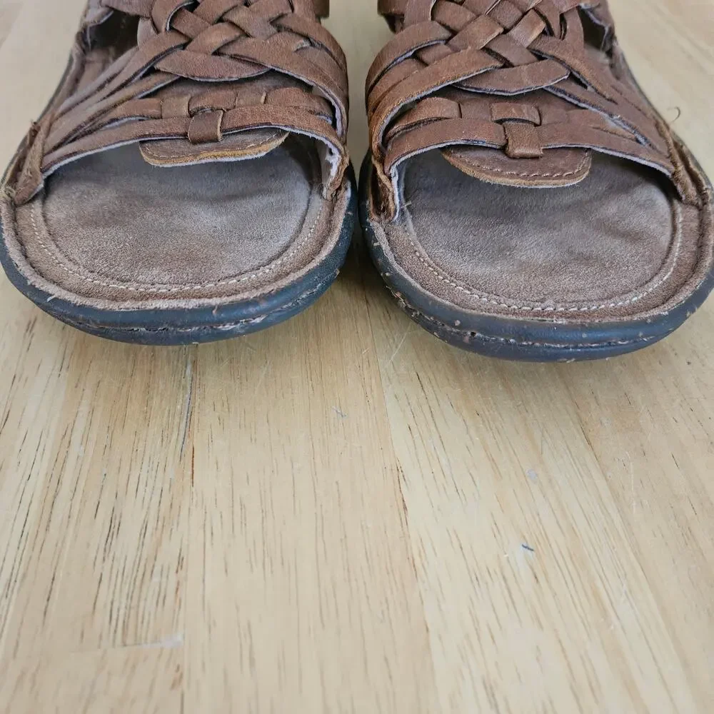 UGG Australia Keala Fisherman Sandals Sz 7 Brown Basketweave Slip On Leather